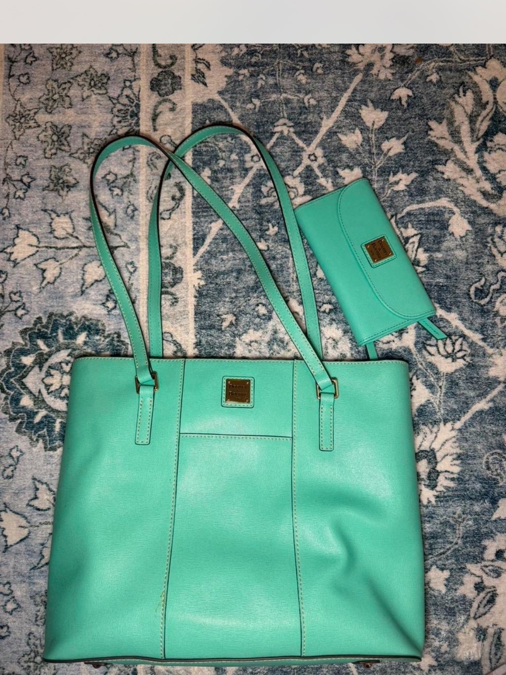 Dooney & Bourke Teal Tote with Matching Wallet
